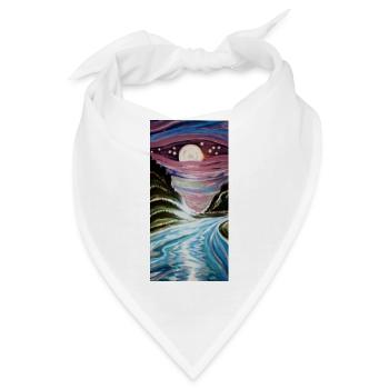 Fluss im Mondschein - Bandana - Weiß - Vorne