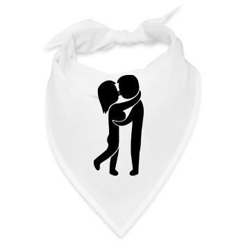 Pärchen küsst sich - Bandana - Weiß - Vorne