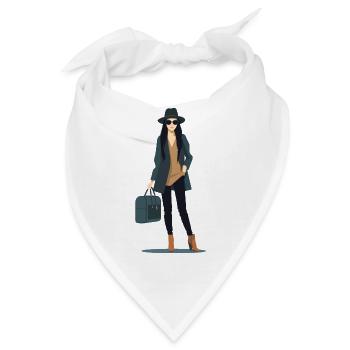 Eine reisende Frau in modischer Kleidung - Bandana - Weiß - Vorne