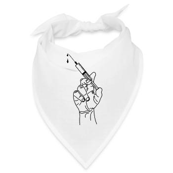 Impfspritze in der Hand - Bandana - Weiß - Vorne