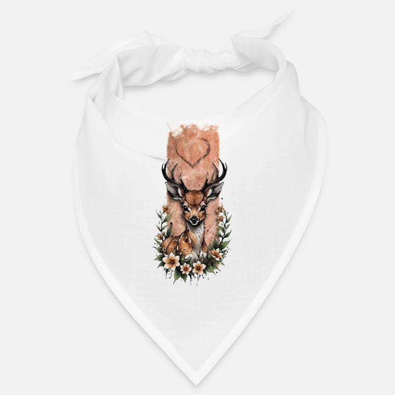 Bébé cerf tacheté de blanc au milieu des fleurs Bandana