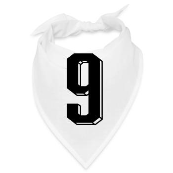 Nummer 9 - Zahl NEUN Trikotnummer 9 Jahre - Bandana - Weiß - Vorne