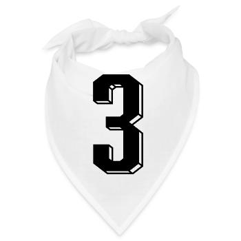 Nummer 3 - Zahl DREI Trikotnummer 3 Jahre - Bandana - Weiß - Vorne