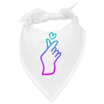 Kpop Handzeichen Herz - Bandana - Weiß - Vorne