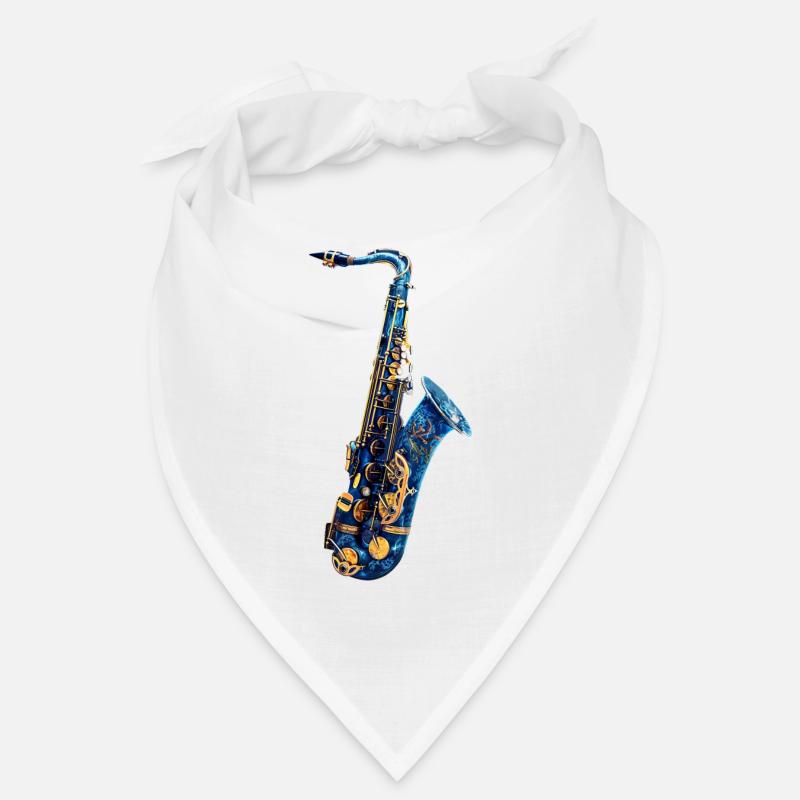 Fisch Saxophon - Bandana - Weiß