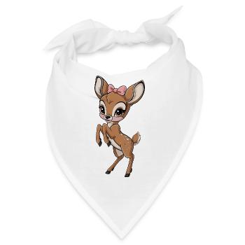 Süßes Rehkitz mit Schleife - Bandana - Weiß - Vorne