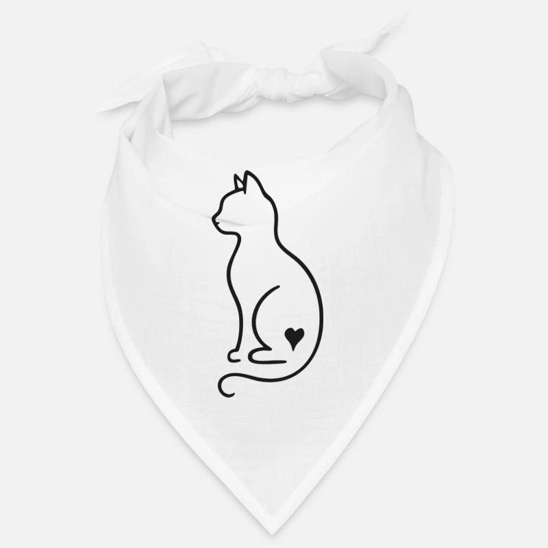 Dessin minimaliste au trait de chat – Design noir Bandana