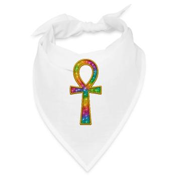 Ankh Symbol | Ägyptisches Lebenskreuz Glitzer - Bandana - Weiß - Vorne