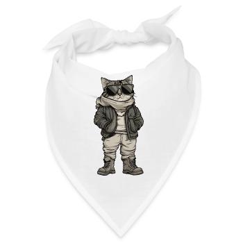 Katze Cool Winter - Bandana - Weiß - Vorne