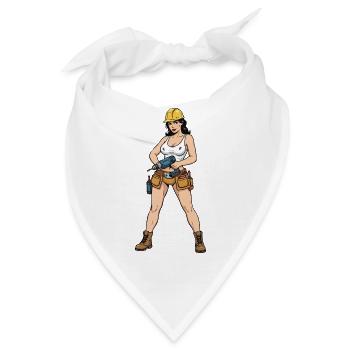 Pin-up-Bauarbeiter - Bandana - Weiß - Vorne