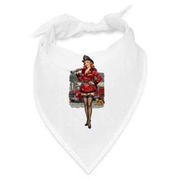 Pin-up-Feuerwehrmann in Rot - Bandana - Weiß - Vorne