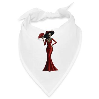 Skelett-Diva im Roten Abendkleid - Bandana - Weiß - Vorne
