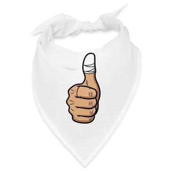 Daumen mit Pflaster – Toi Toi Toi - Bandana - Weiß - Vorne
