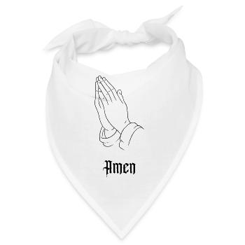 Amen – Betende Hände | Christliches Glaubensmotiv - Bandana - Weiß - Vorne