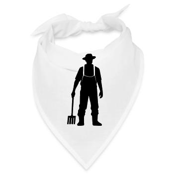 Bauer mit Mistgabel Silhouette - Bandana - Weiß - Vorne