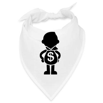 Geldsack in den Händen - Bandana - Weiß - Vorne