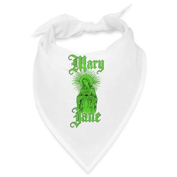 Mary Jane — Old School Weed, Joint & Mother Mary - Bandana - Weiß - Vorne