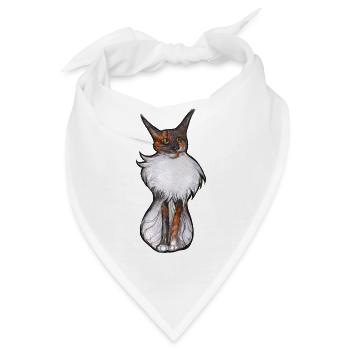 Verspieltes Calico-Katzenporträt - Bandana - Weiß - Vorne