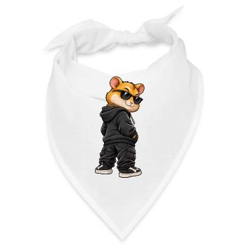 Goldhamster im Streetstyle-Gangster-Look - Bandana - Weiß - Vorne