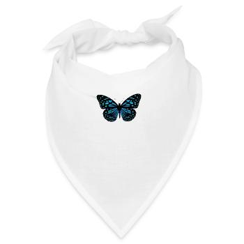 Schmetterling blau - Bandana - Weiß - Vorne