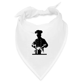 Küchenkoch und Hobbykoch Silhouette Portrait - Bandana - Weiß - Vorne