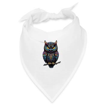 Dekorative Eule sitzt auf einem Ast - Bandana - Weiß - Vorne
