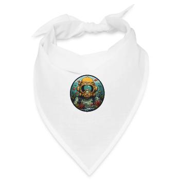 Taucherhelm mit Fischen auf dem Meeresgrund - Bandana - Weiß - Vorne