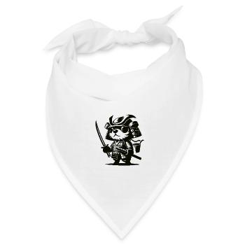Süßer Samurai Hund Design - Bandana - Weiß - Vorne
