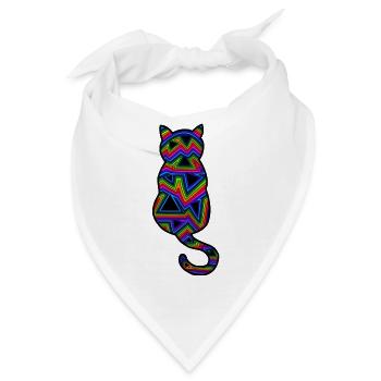 Psychedelische Katze - Bandana - Weiß - Vorne