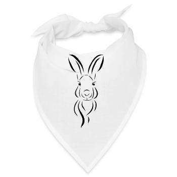 Hase Kopf Illustrartion Feldhase Löffel - Bandana - Weiß - Vorne
