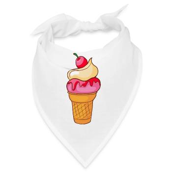 Eis Speiseeis Eiskrem Eiscreme Kugeleis Eisbecher - Bandana - Weiß - Vorne