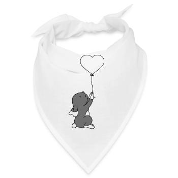 luftballon herz liebe hase haeschen kaninchen klei - Bandana - Weiß - Vorne