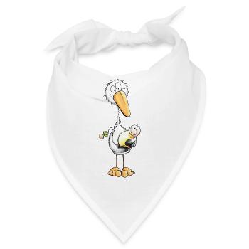 Der kleine Storch bringt das Baby - Babys - Fun - Bandana - Weiß - Vorne