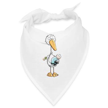Storch bring Babyglück - Junge - Baby Geschenk - Bandana - Weiß - Vorne