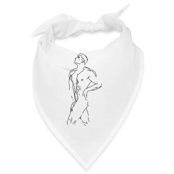 Samuel - Line Art, Männliche Kunst, Schwule Kunst, Akt Nackt - Bandana - Weiß - Vorne
