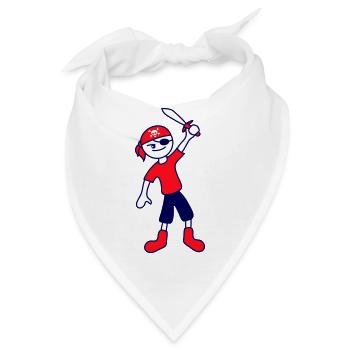 Lustiger Pirat Säbel Kind Süß Kopftuch Kleinkind - Bandana - Weiß - Vorne