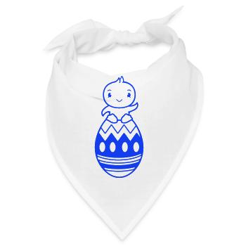 Küken sitzt auf riesigem Osterei winkt Ostern süß - Bandana - Weiß - Vorne