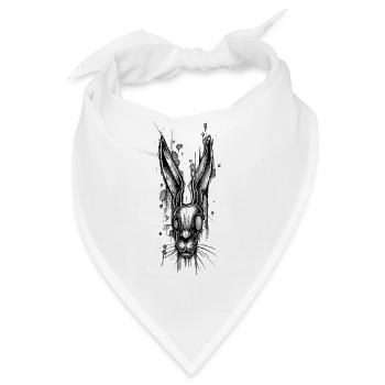Dunkles Kaninchen Illustration in Schwarz-Weiß - Bandana - Weiß - Vorne