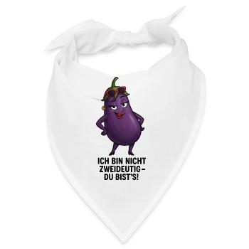Aubergine - ich bin nicht zweideutig Karikatur  - Bandana - Weiß - Vorne