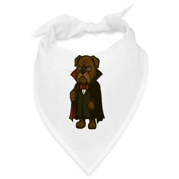 Vampirbulldoggen-Maskottchen im dunklen Umhang - Bandana - Weiß - Vorne