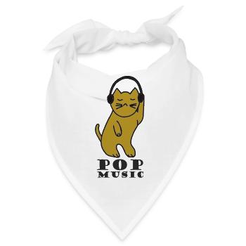 Katzen DJ mit Kopfhörern - Bandana - Weiß - Vorne
