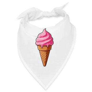 Eis Eiscreme Erdbeereis Softeis Sommer Geschenk - Bandana - Weiß - Vorne