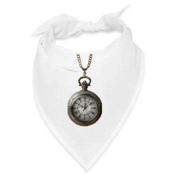 Antike vergoldete Uhr an Kette - Bandana - Weiß - Vorne