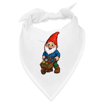 Zwerg mit Blumenwagen - Bandana - Weiß - Vorne