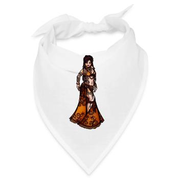 Bernsteinfarbenes Sonnenuntergangs-Bauchtanzkleid - Bandana - Weiß - Vorne