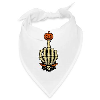 Kürbis Mittelfinger Halloween Skelett - Bandana - Weiß - Vorne