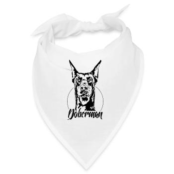 Doberman Pinscher Hundeportrait Hunde Wilsigns - Bandana - Weiß - Vorne