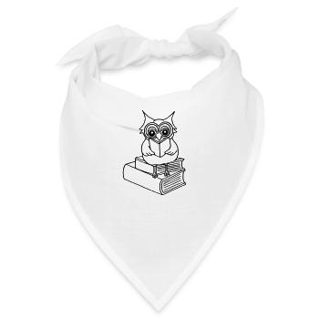 Eule, Bücher - Bandana - Weiß - Vorne