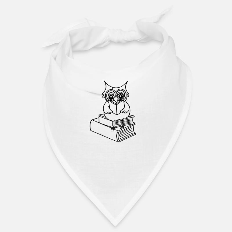 Eule, Bücher - Bandana - Weiß