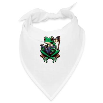 Frosch mit Buch - Bandana - Weiß - Vorne